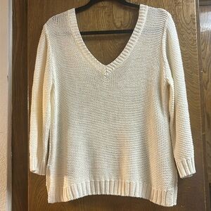 H&M Knit sweater. Off white. Very long V neck. Soft & comfy.